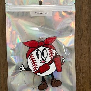Baseball Character car freshie with Red Bow